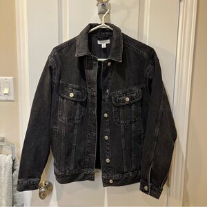 Topshop Washed Black Denim Trucker Jacket